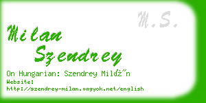 milan szendrey business card